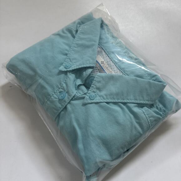 Columbia PFG Shirt Womens Large Turquoise Long Sleeve Performance Vented Outdoor - Picture 9 of 9